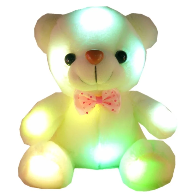 ตุ๊กตาหมีเท็ดดี้เปลี่ยนสีได้พร้อมริบบิ้น ตุ๊กตาหมีมีไฟ ตุ๊กตาหมีขนฟูแบบมีไฟ LED สำหรับเป็นของขวัญวันเกิด