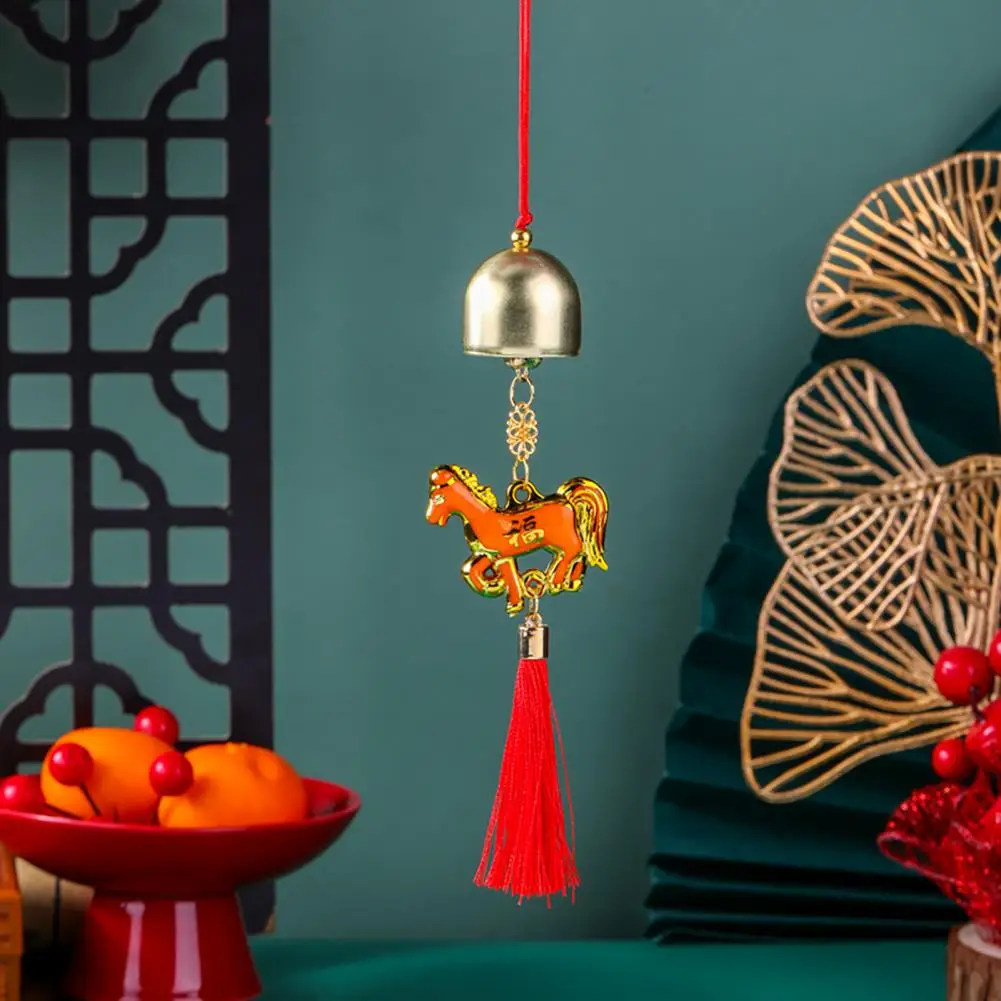 السنة الصينية الجديدة الحصان قلادة 2026 فنغ شوي زودياك الحيوان سحر معلقة شرابة زخرفة مع جرس لباب نافذة ديكور السيارة