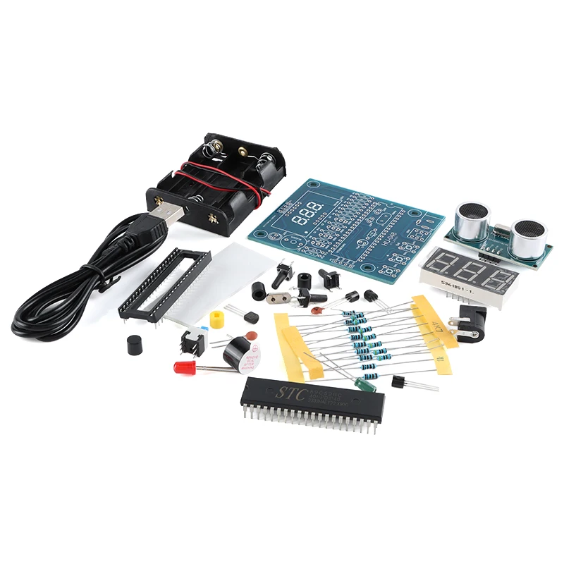 5pcs 51 MCU Ultrasonic Range Finder Kit Reversing Radar Alarm DIY Electronic Module Manufacturing Welding