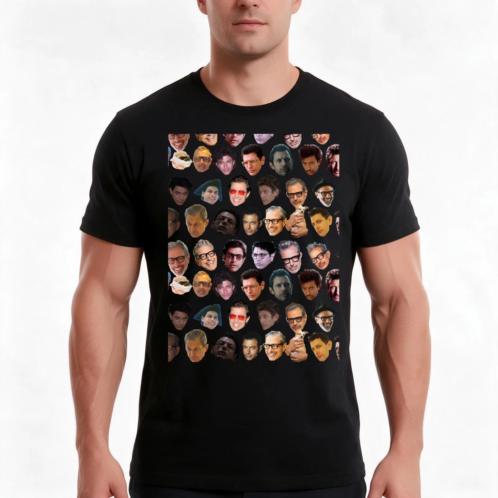 Jeff Goldblum T-Shirt, Summer Casual Cotton Tee, Oversized Streetwear Tops, Vintage Graphic Print, Loose Fit Short Sleeve