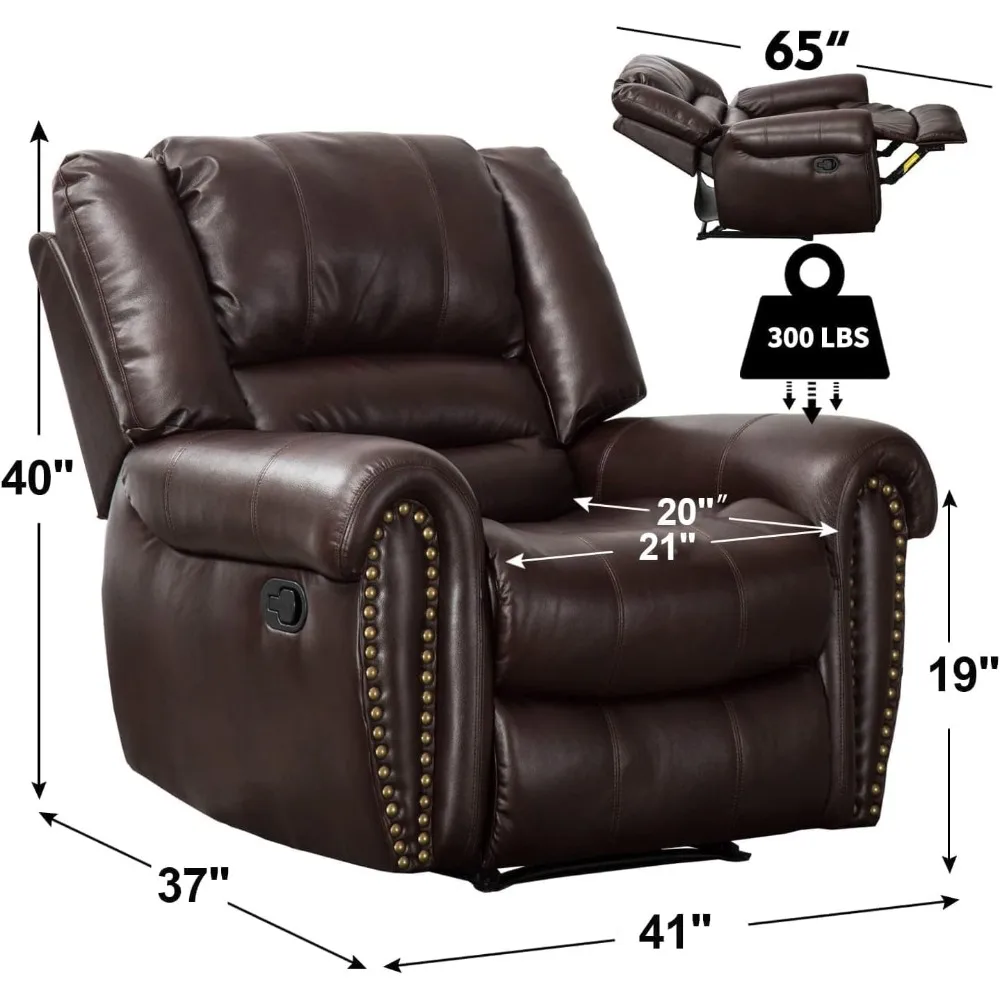 Leather Recliner Chair Set of 2,Manual Recliner Chair with Comfortable Arms and Back,Manual Single Recliner Sofa for Living Room