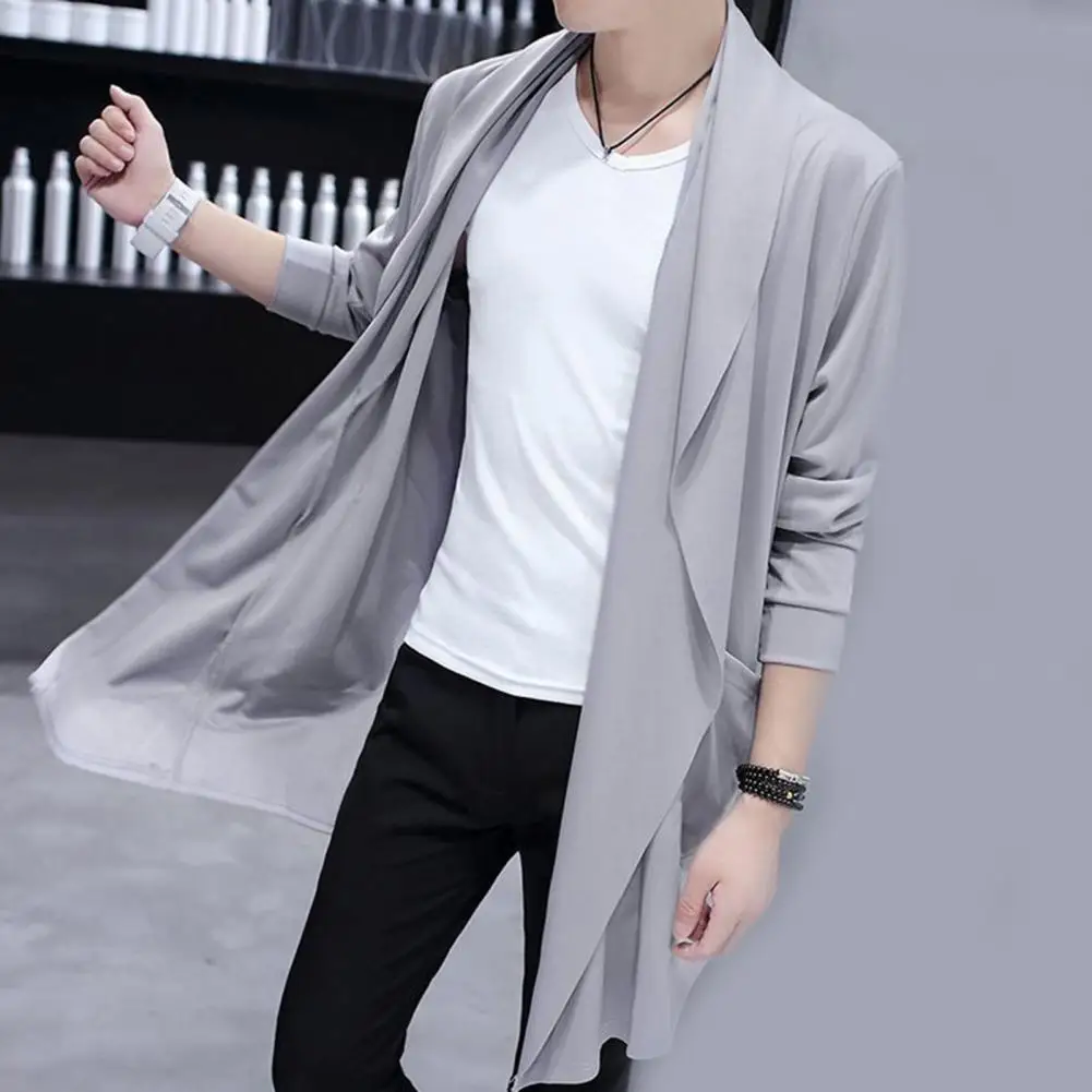 

Outwear Cloak Stylish Thin Men Overcoat Draping Lapel Overcoat Outwear Cloak for Daily Wear