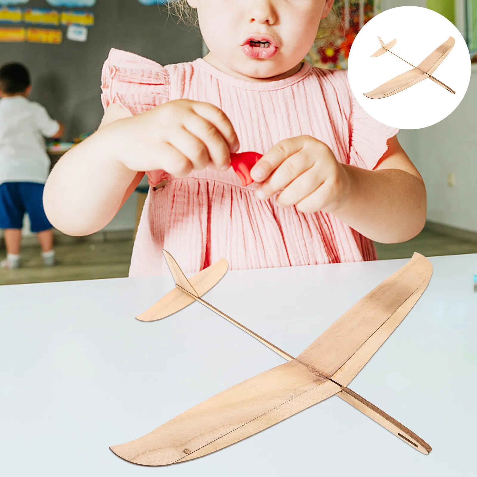 

2Pcs Wood Airplane Glider Craft DIY Unfinished Paintable Wooden Plane Kids Hand Launch Flying Creative Classroom Kit