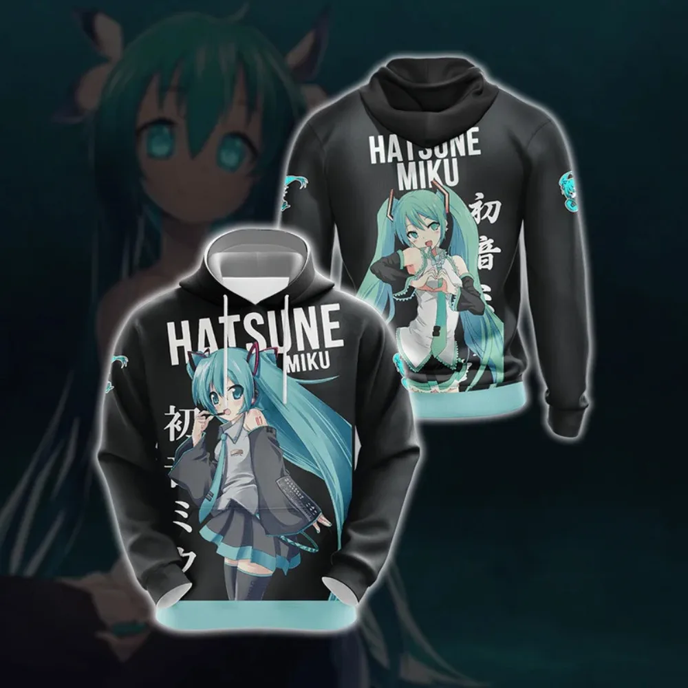 Kawaii Anime Hatsune Miku Hoodies Winter Men Anime Kids Boy Pullover Women Hooded Sweatshirt Teens 3D Print Cosplay Costume Coat