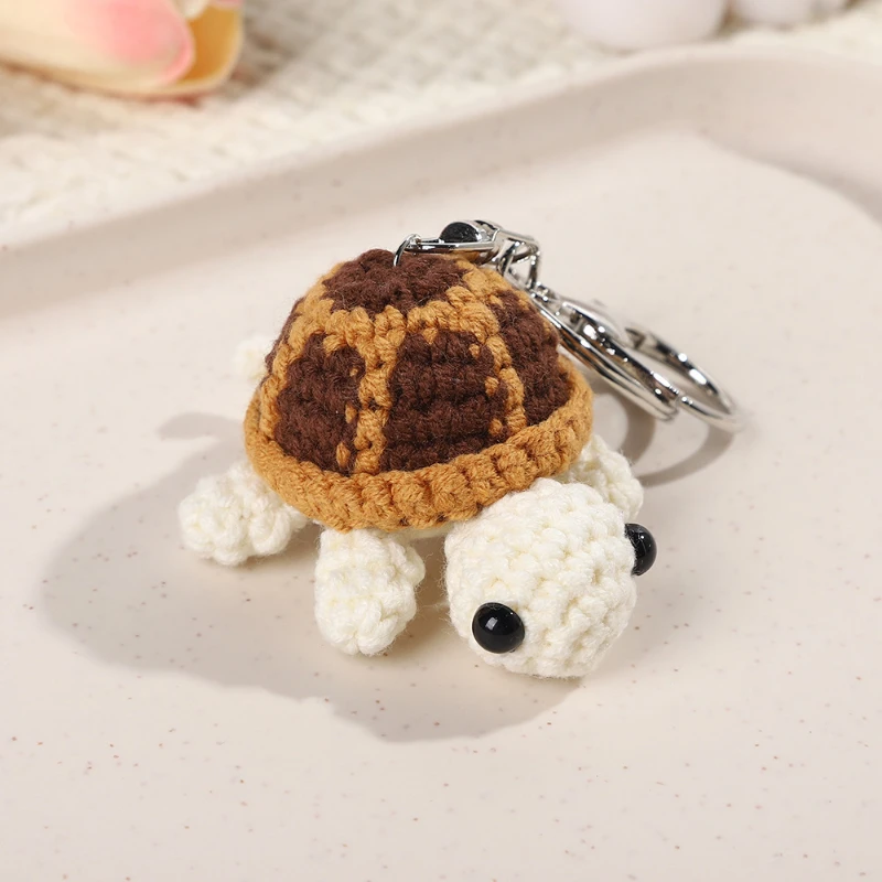 New Cute Little Turtle Car Keychain Mini Turtle Handmade Wool Crochet Backpack Hanging Cute Keychain