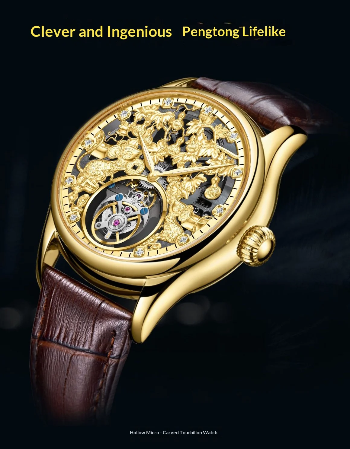 AESOP(manual 7071G)Hand-Winding Skeleton Tourbillon Watch, 40H Power Reserve, ±10s/day Accuracy, Stainless Steel Case for Men