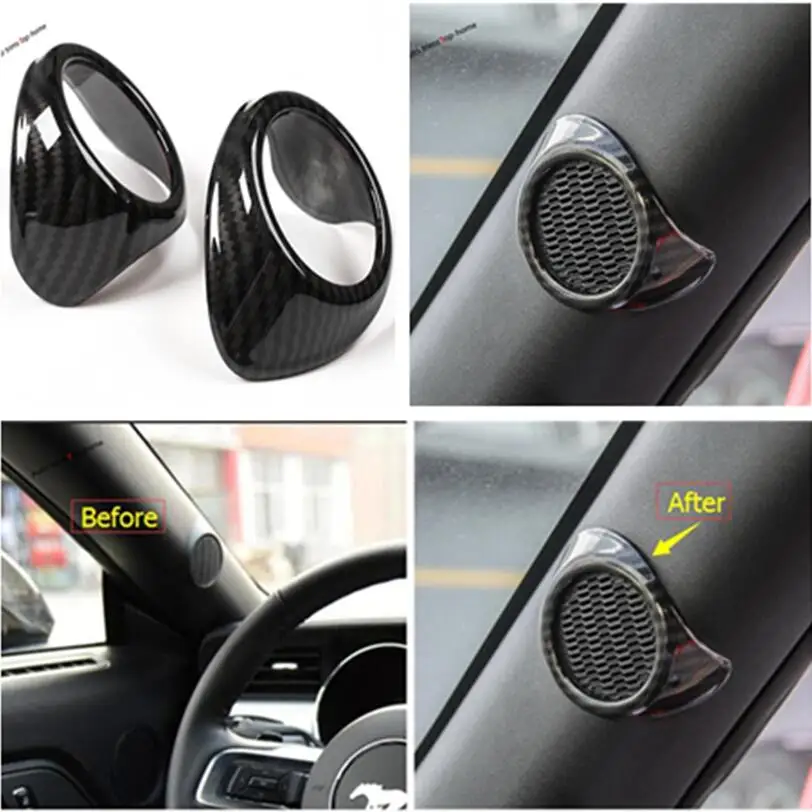 

Yimaautotrims Pillar A Stereo Speaker Audio Loudspeaker Cover Trim ABS Fit For Ford Mustang 2015 2016 2017 Interior Mouldings