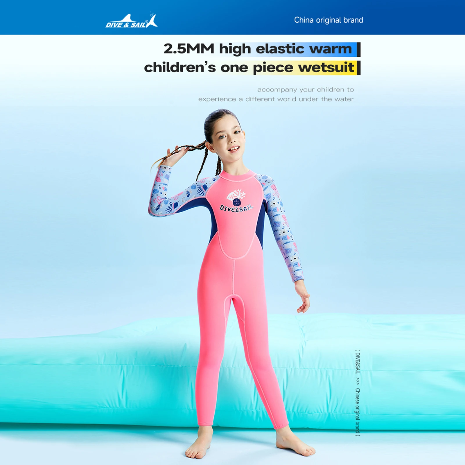

Wetsuit for Kids Girls 2.5mm Neoprene Thermal Swimsuit Long Sleeve Full Body Girls Swim Suits for Water Sports Diving Surfing