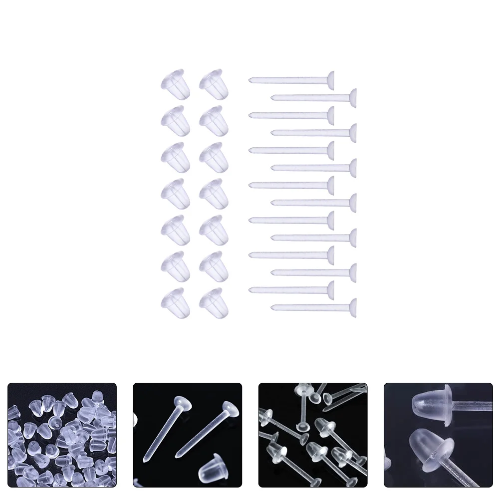 100 Pcs Silicone Ear Needle Hypoallergenic Earrings Stopper Stopping Earnuts DIY Jewelry Accessories