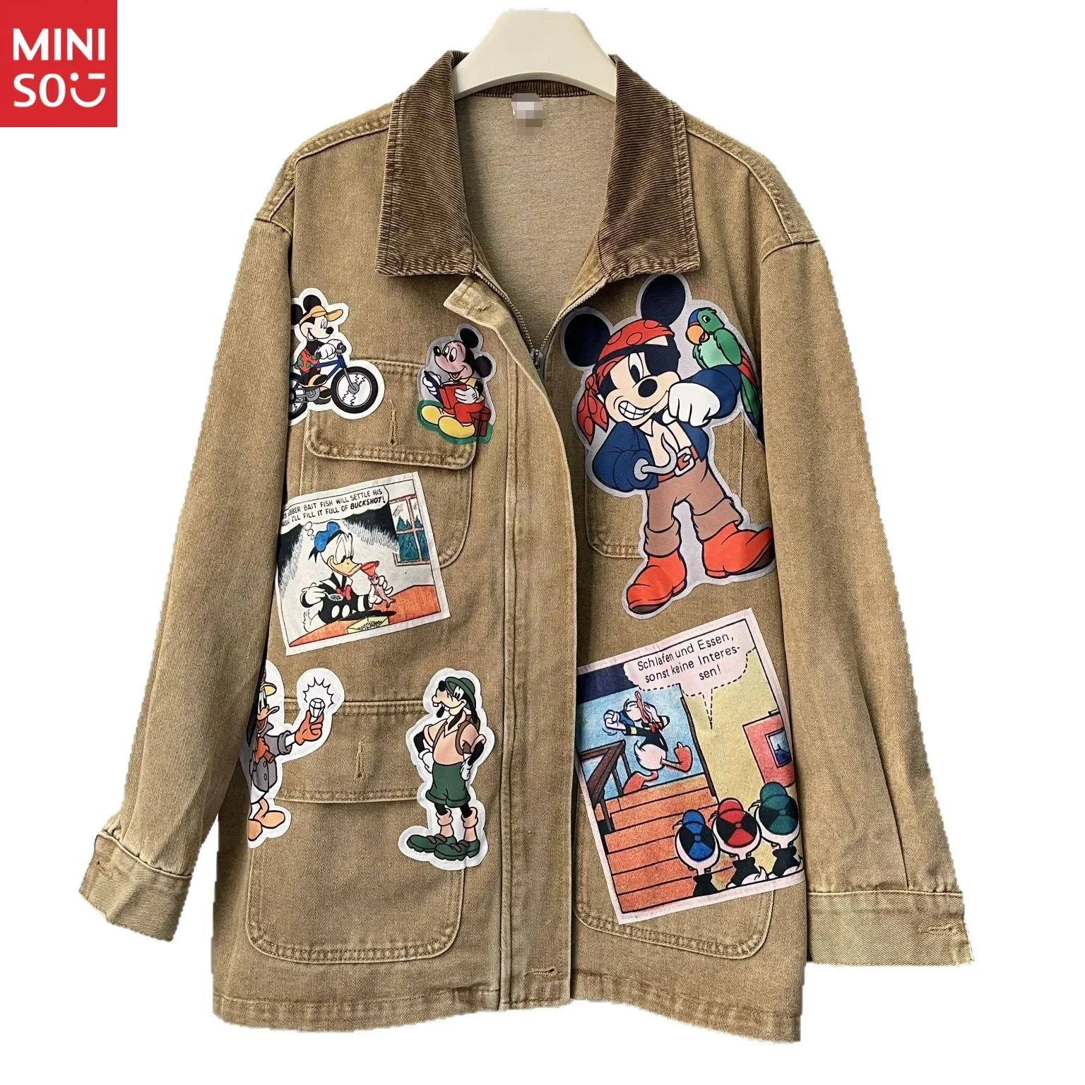 

Disney 2025 Autumn New Cartoon Cute Pattern Sticker Tooling Jacket BF Style Couple Denim Jacket