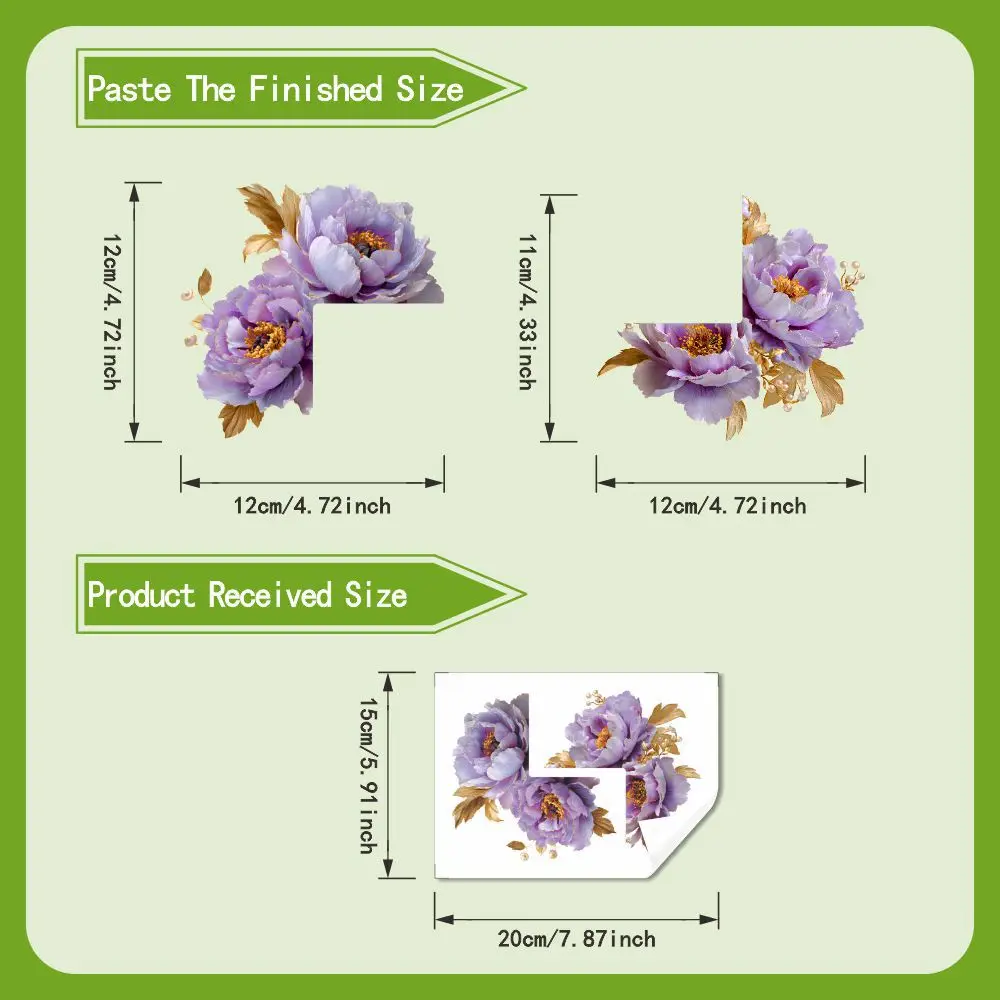 Waterproof PVC Peony Switch Sticker with Golden Edge Design for Standard Wall Switches Interior Decor Enhancement