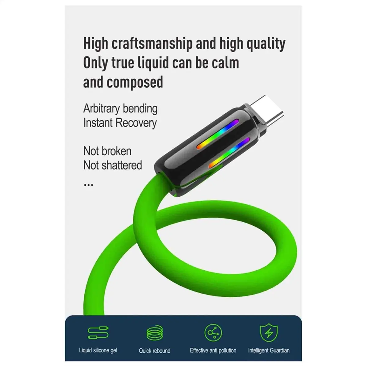 NNnew USB C to USB C Cable 240W Silicone USB-C Charging Cable Type-C Cord for IPhone 15 and Other Devices Green