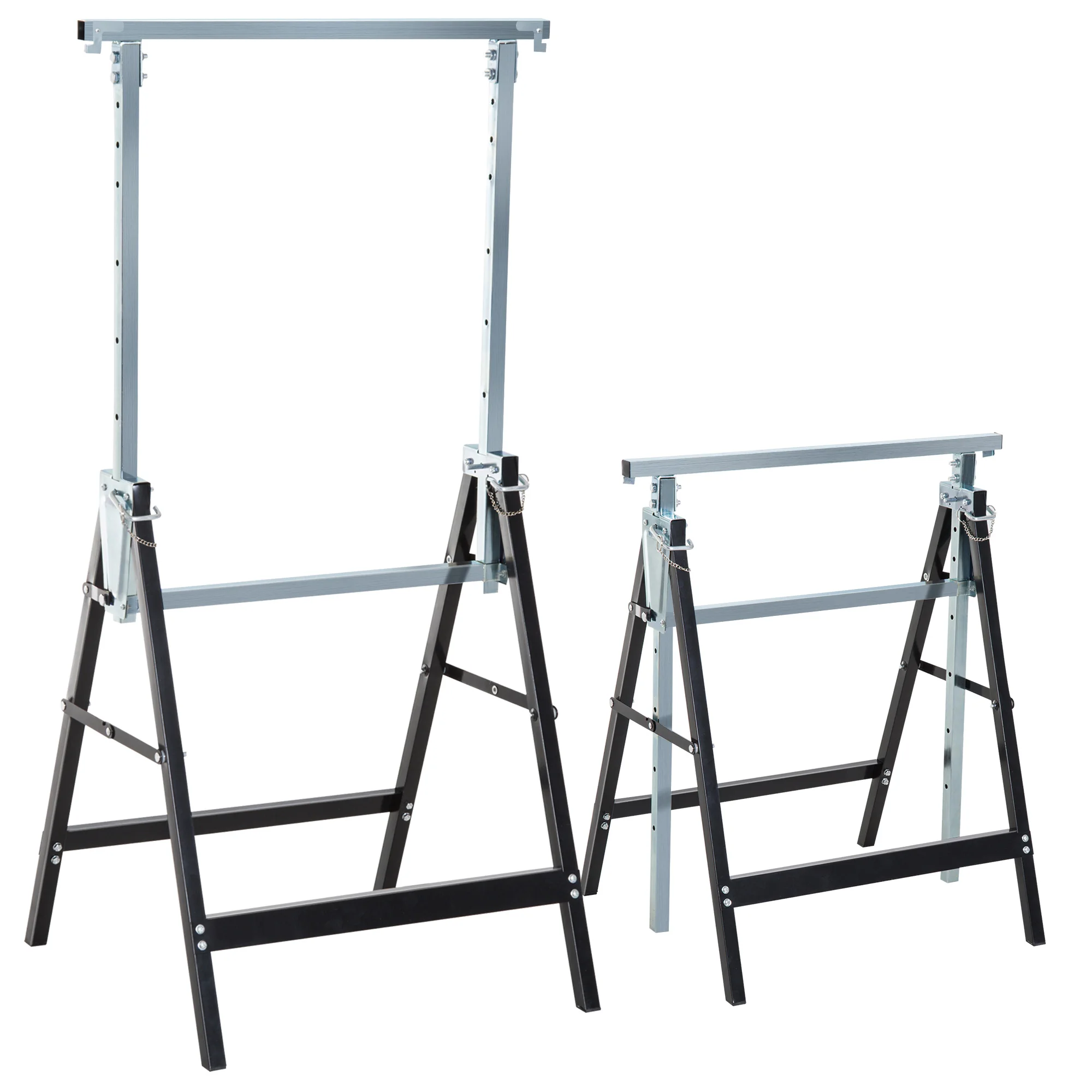 HOMCOM 2 Caballetes Telescópicos Plegables con Altura Ajustable 80-130 cm Negro