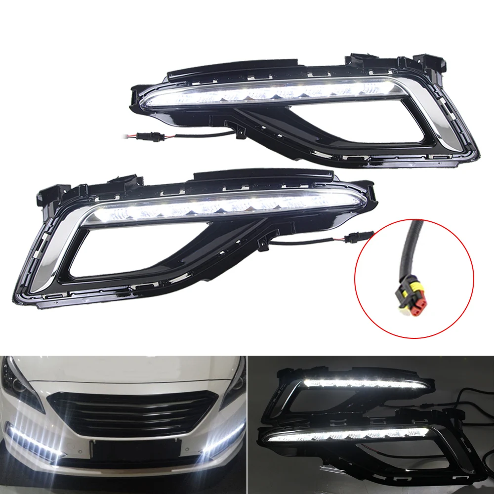 

LED Front Bumper DRL Daytime Running Light Fog Lamp For Hyundai Sonata 2015-2017