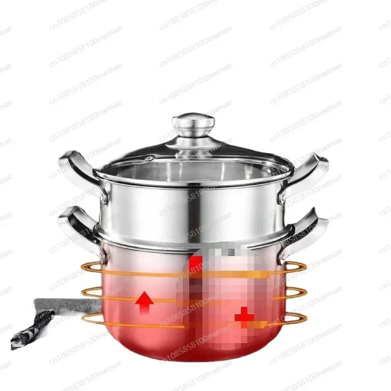316 stainless steel soup pot thickened household steamer porridge pot stew pot binaural gas stove induction cooker