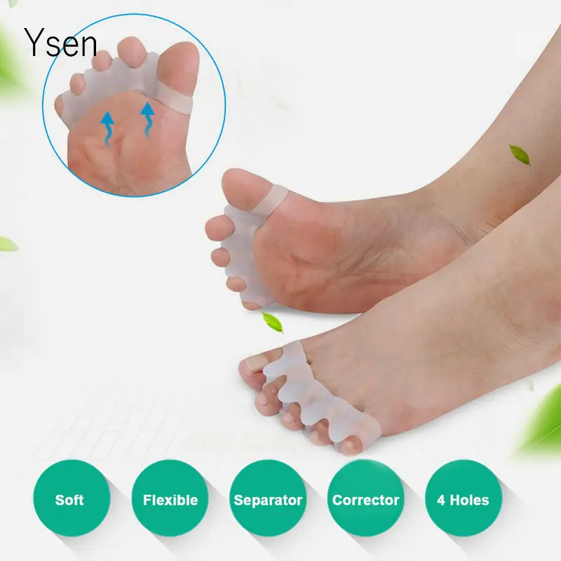 4 Holes Silicone Pedicure Foot Care Pedicure Tool for Legs Finger Toe Separator Divider Thumb Bunion Hallux Valgus Protector