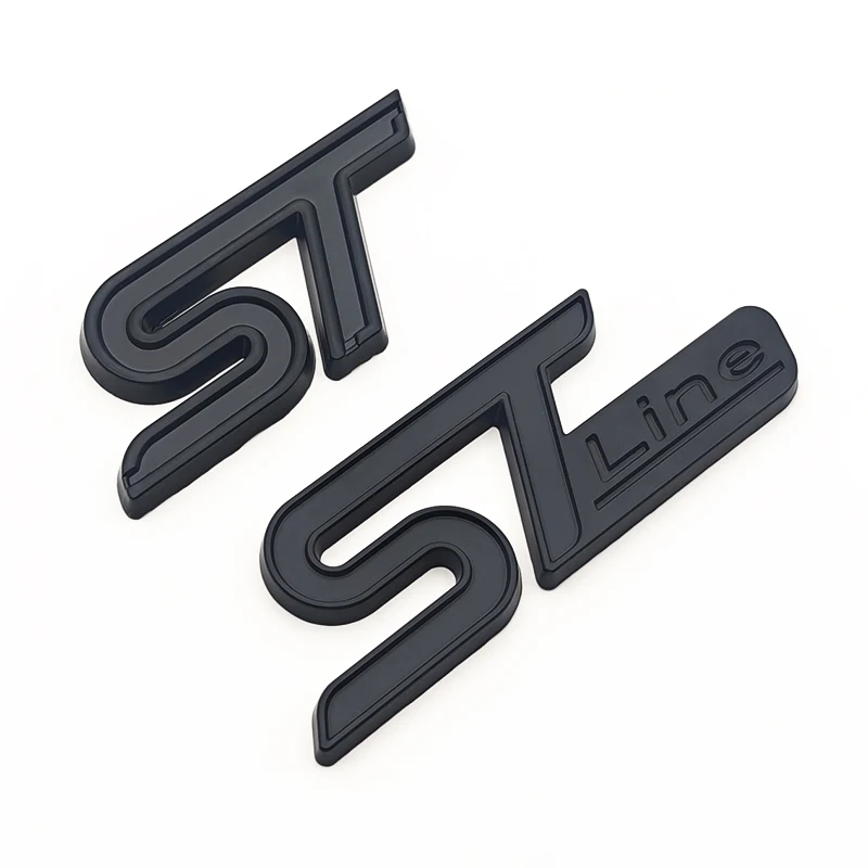 

3D Metal Full Black ST Logo ST Line Emblem Car Rear Trunk Front Grill Badge for Fiesta Explorer Puma Kuga Edge Focus ST Line