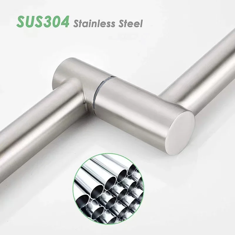 304 Stainless Steel Kitchen Faucets Folding Wall Mounted Sink Faucet Universal Rotation Bathroom Faucet Single Cold Water Tap