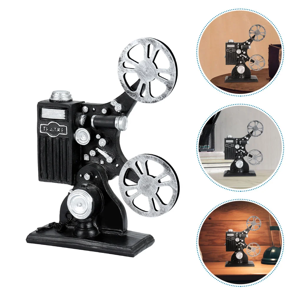 

2pcs Film Projector Model Resin Vintage Statue Desktop Decor 3D Retro Figurine Photography Props Elegant Home Office