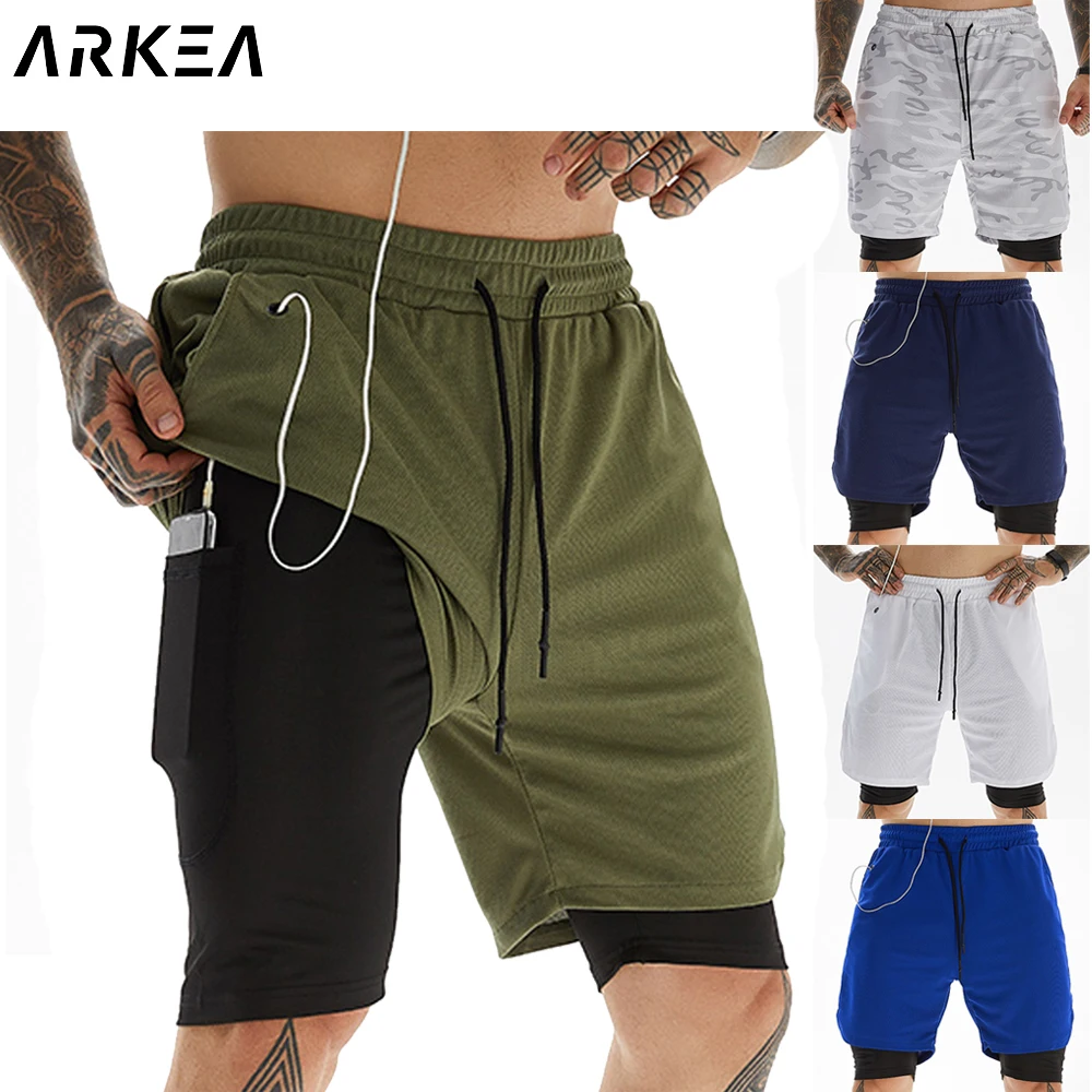 

Шорты для бега, мужская спортивная одежда для фитнеса, тренировочные спортивные шорты, быстросохнущие спортивные шорты для тренировок, двухслойные летние мужские шорты для бега