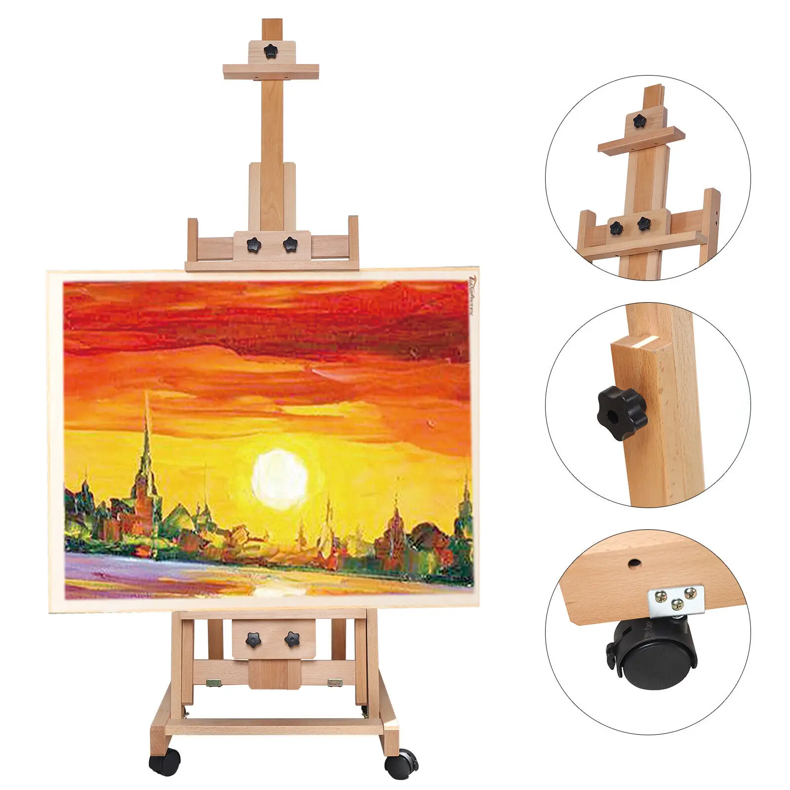 Wooden H-Frame Easel, Adjustable 56