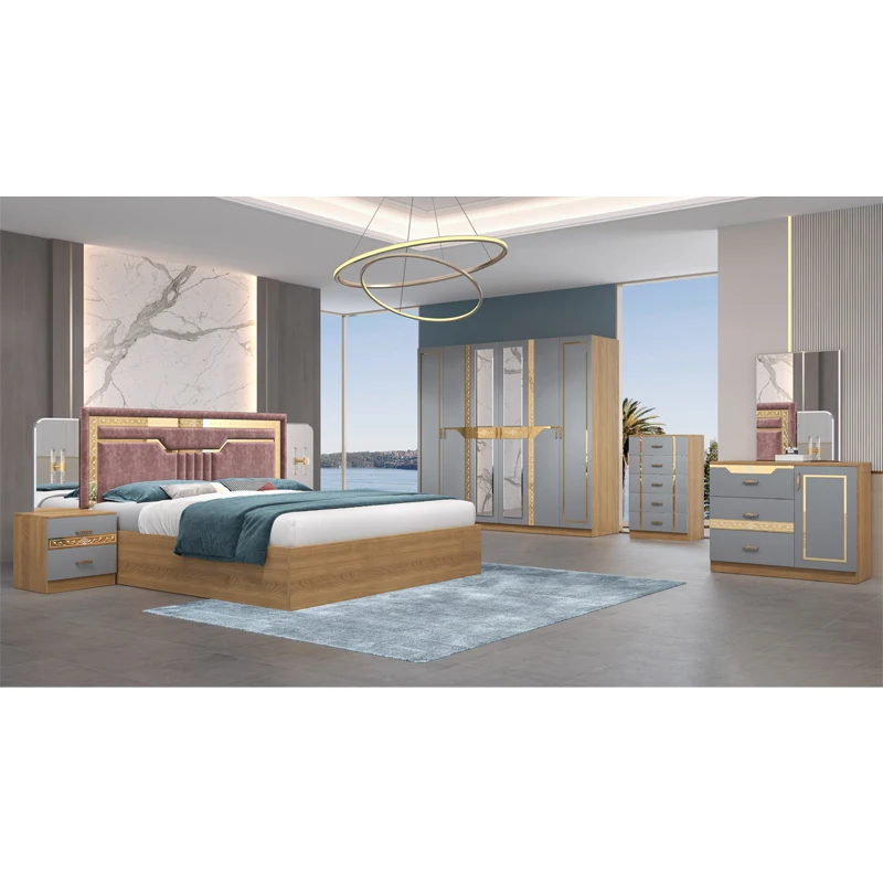 

&Wardrobe Closet Sets King Size Wood Bed Luxury Queen Beds Dresser Bedroom Furniture Set