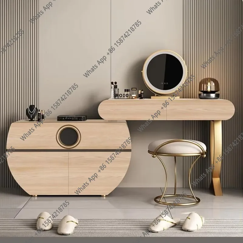 

Sm Beige European Vanity Table Storage Organiser Beauty Modern Luxury Makeup Table Space Saving Tocador Mueble Furniture For Hom