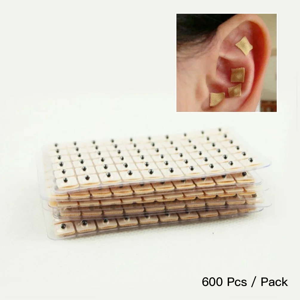 600pcs Disposable Press Needle Ear Seeds Acupuncture Vaccaria Plaster Bean Massagee Multi-Condition Ear Seed Acupressure Kit