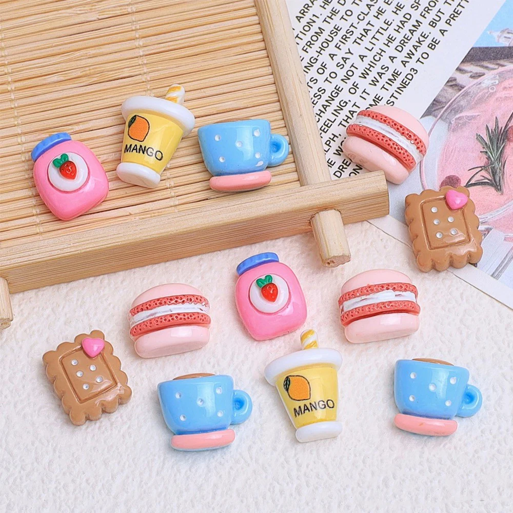 20PCS Mini Heart Cookies Series Miniature Flat Back Resin Cabochons For Hairpin Scrapbooking DIY Home Decor Craft Accessories