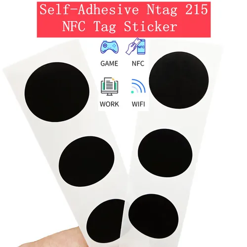 10/50/100 Uds RFID NFC Ntg215 bolsas autoadhesivas pegatina negra 13,56 MHz NFC 215 etiquetas adhesivas 504 Bytes NFC automatización Personal