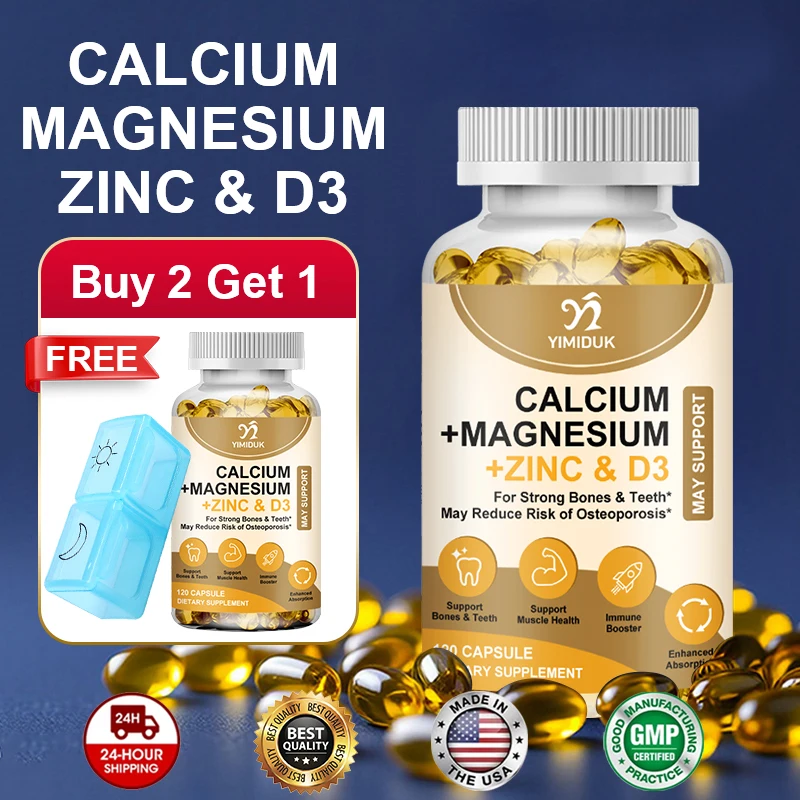 

YIMIDUK Advanced Calcium Magnesium Zinc Capsules, Supports Strong Bones, Teeth, Muscle Health, Immune Function & Daily Wellness