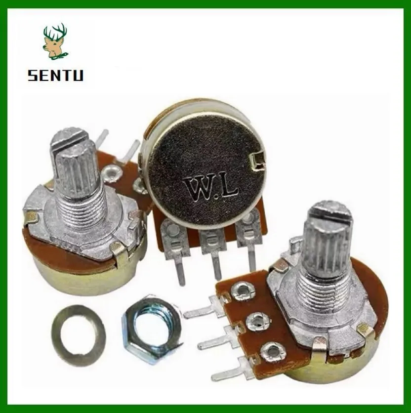 WH148 Linear Potentiometer 15mm Shaft With Nuts And Washers 3pin WH148 B1K B2K B5K B10K B20K B50K B100K B250K B500K B1M