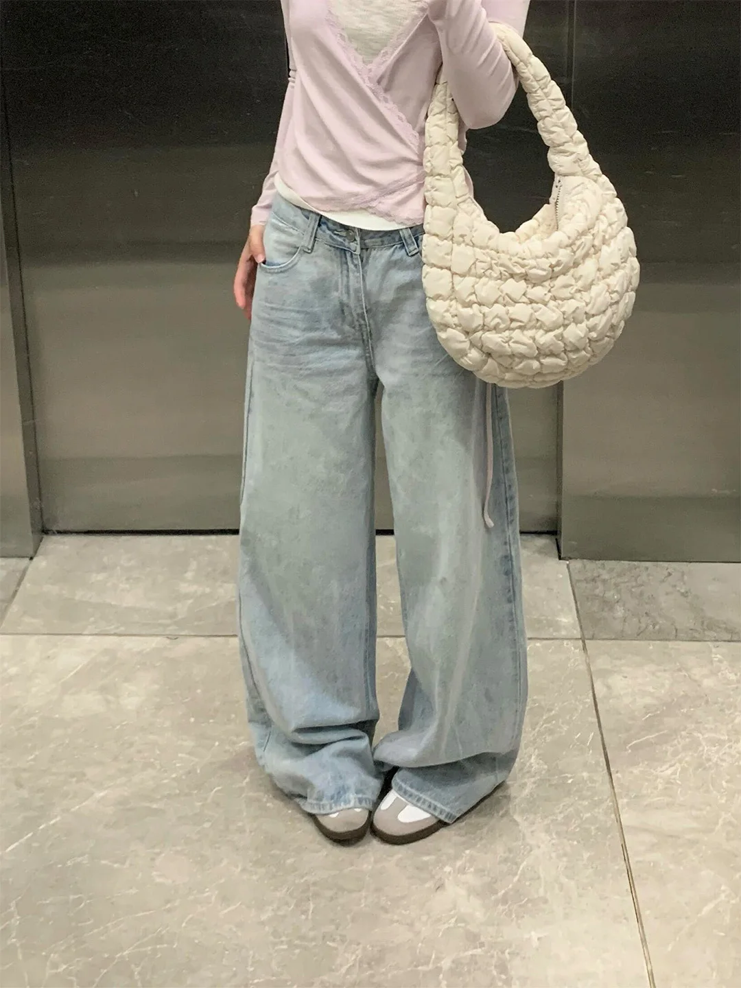 

Summer 2026 High Waist Loose Fit Thin Wide Leg Jeans Women's American Style Retro Slimming Denim Pants Casual Pure Color