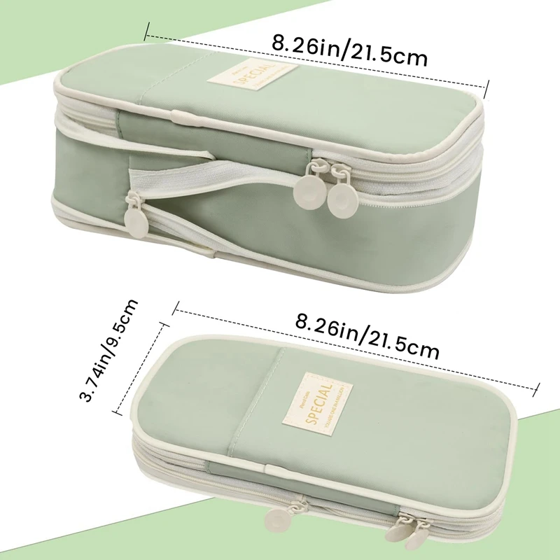Пенал на молнии для офиса и школы, сумка для ручек для студентов и взрослых для школьных принадлежностей зеленый