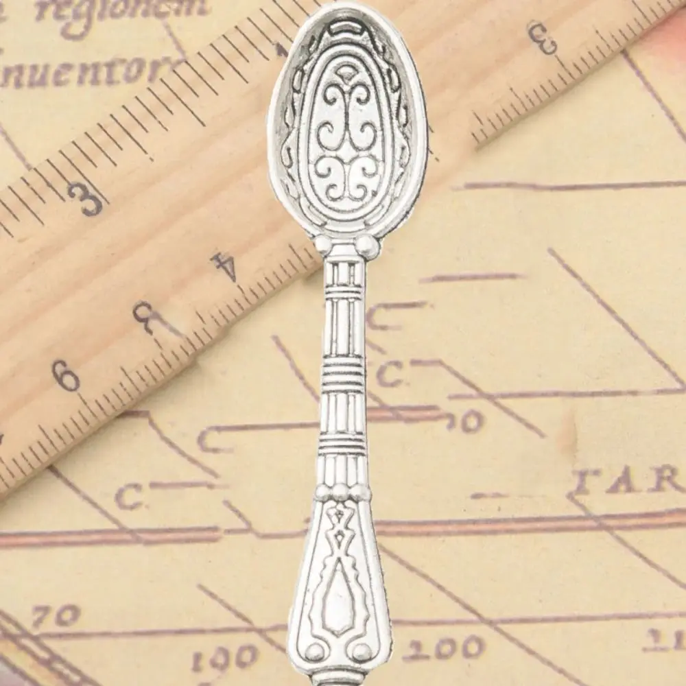 New 10Pc 10*43.5mm Mixed Alloy Antique Silver Color Spoon Charms Keychain Bracelet Pendant Accessory For DIY Jewelry Making