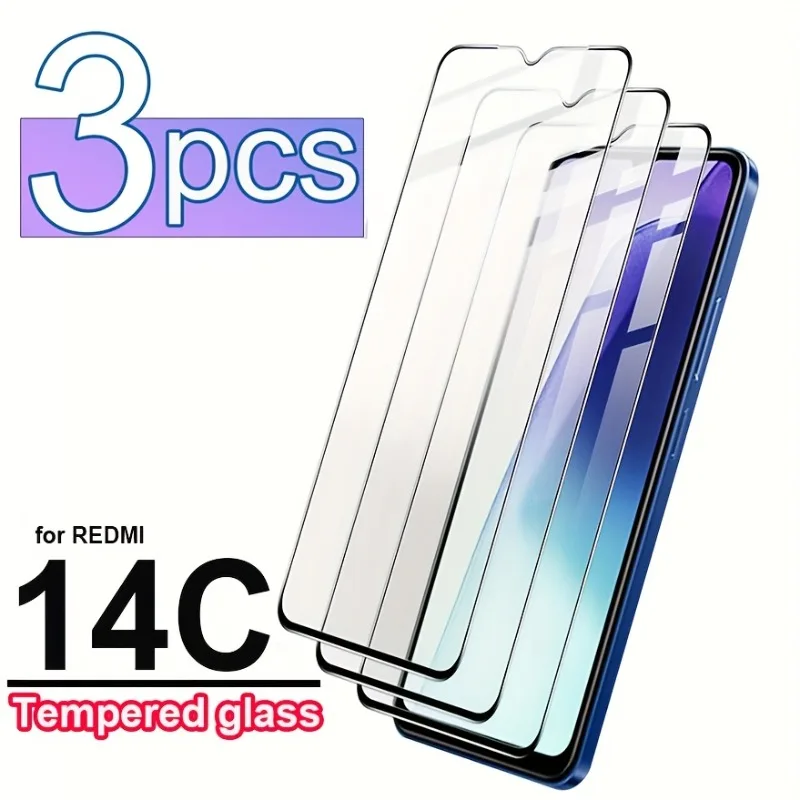 

3Pcs Screen Protector for Redmi 14C 13C 12 10 Tempered Glass For Redmi Turbo 4 3 Glossy Finish, High-Definition Clear View Film