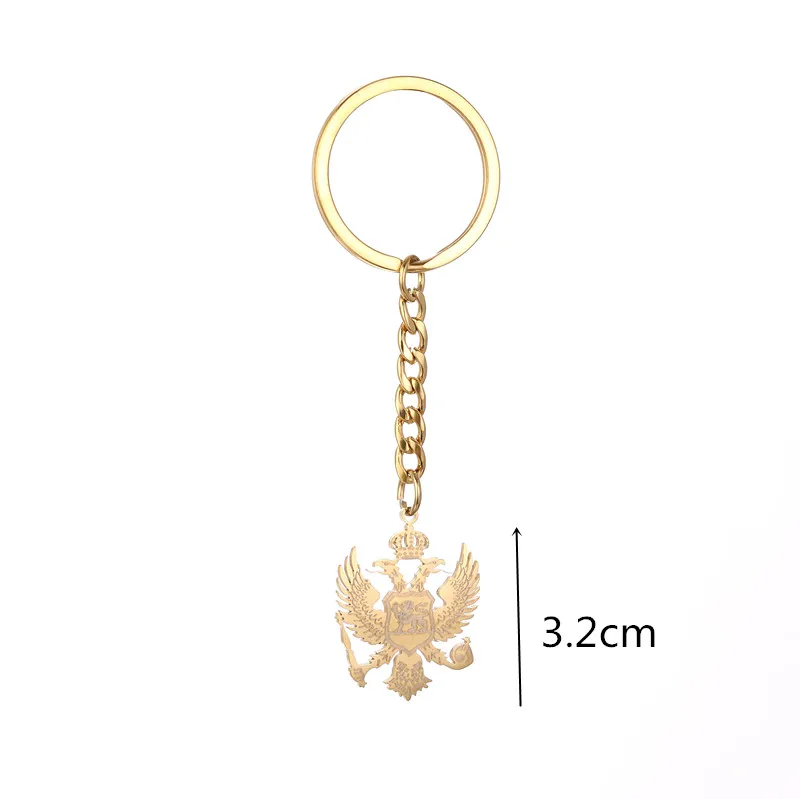 Stainless Steel Montenegro Eagle Pendant Keychain With Cross for Women Girls Jewelry