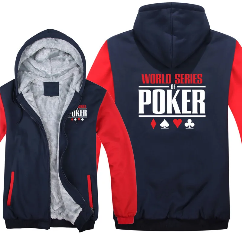World Series of Poker Hoodies Men Winter Coat Pullover Fleece Warm