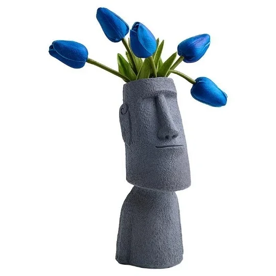 

High level artistic design, high flowerpot and vase design, LEGO bouquet, Moai Revival Island stone statue, Nordic style