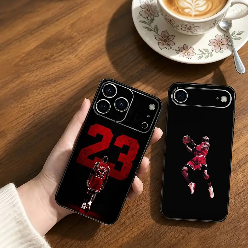 Funda Protectora Suave Negra Antigolpes God M-Michael Jordan para iPhone 17, 16, 15, 14, 13, 12, 11, XS, Plus, Pro Max