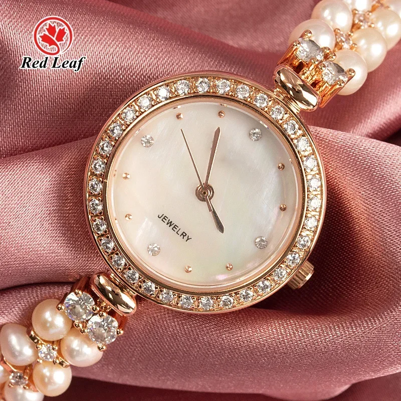 Redleaf New Good Quality Smart Wrist Stainless Steel Watch Women's Cubic Zirconia Gemstone Watch For Daily Like