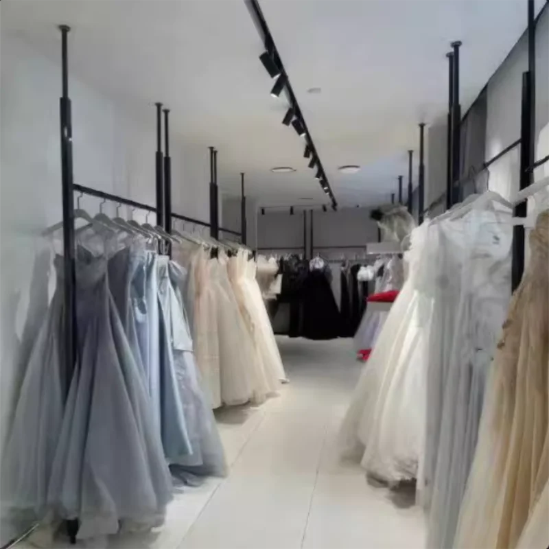 

Iron Artwork With Painted FinishWrought Iron Clothing Store Display Rack Floor-to-ceiling Clothes Rack Side Hanging Hanger Women