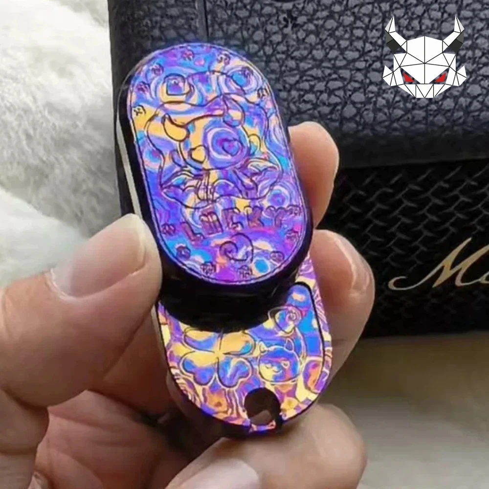 WUYONGLIANGPIN EDC LingJi Mini Timascus Fidget Slider Fidget Toys For Adults Stress Relief Toy Rotates Left And Right 360°