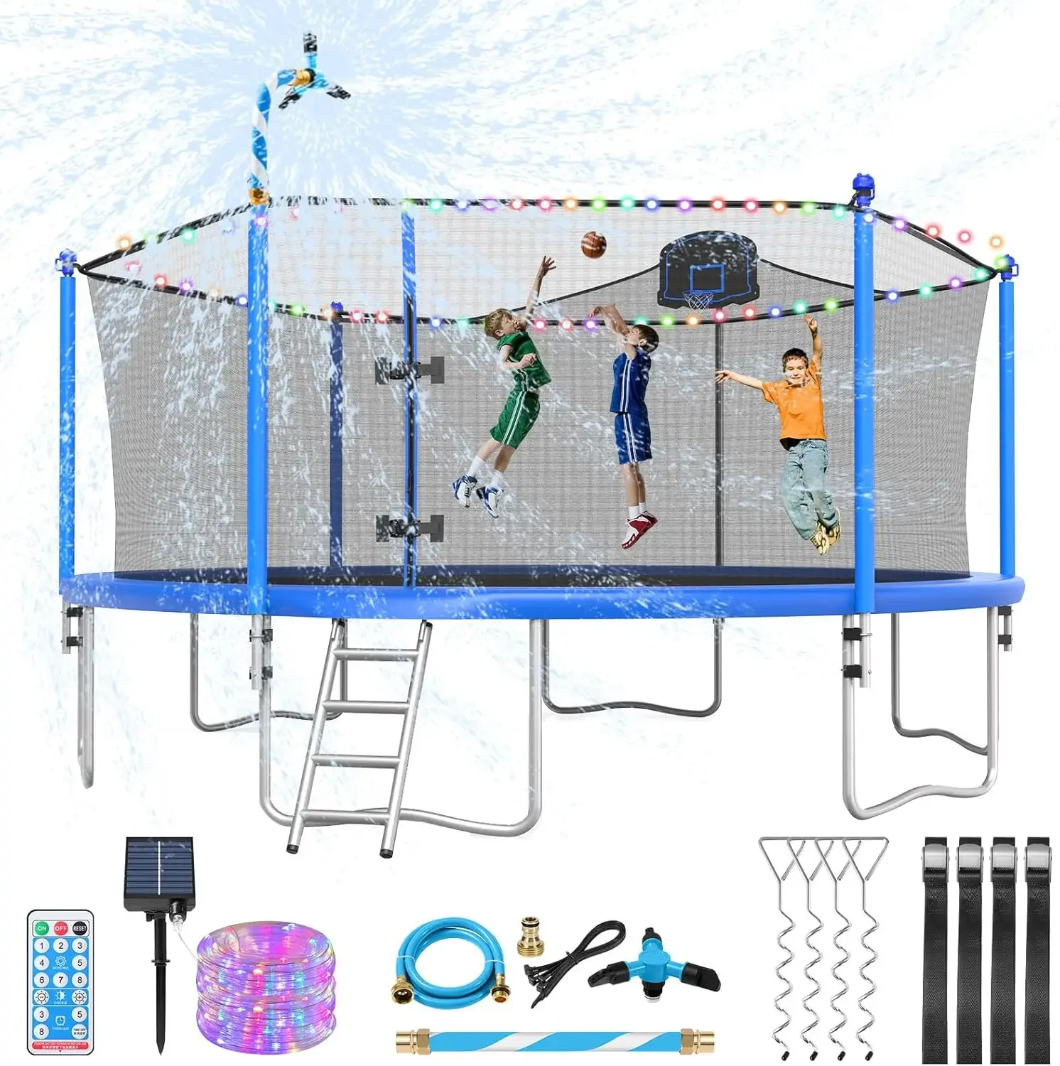 16FT 15FT 14FT 12FT Trampoline for Kids and Adults, Large Outdoor Trampoline with Enclosure, Backyard Trampoline with B