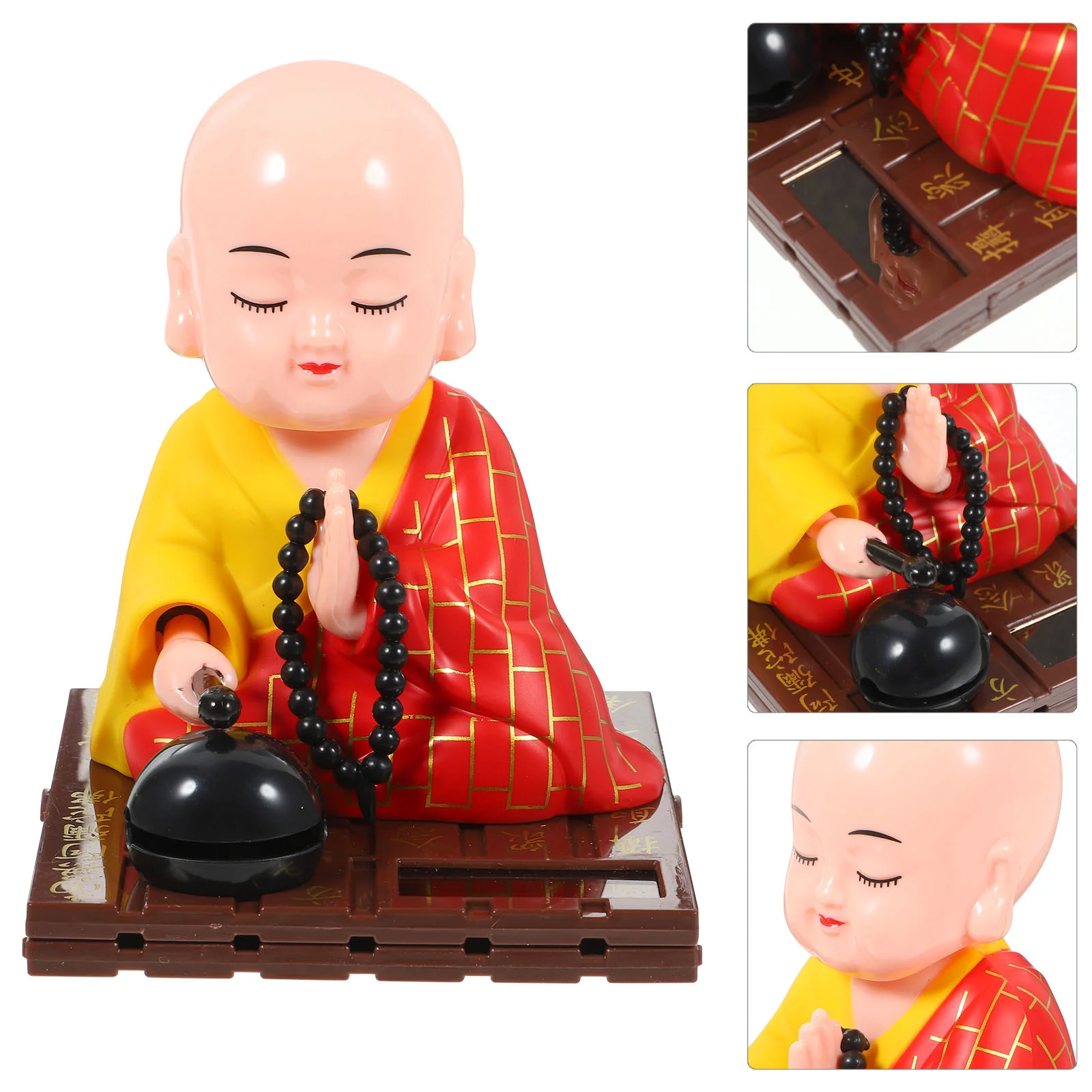 Chinese Style Ornaments Car Decorations Solar Dashboard Figures Plastic Feng Shui Buddha Monk Craft