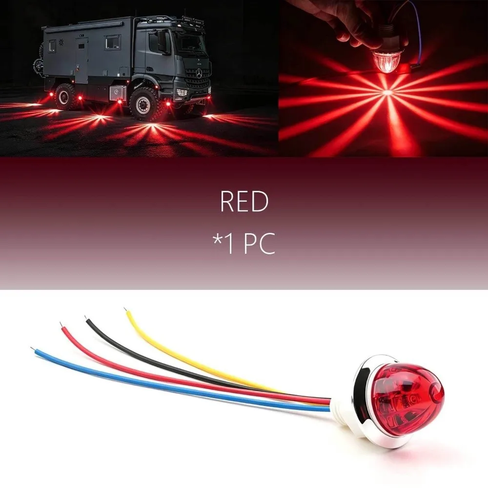 1.25 Inch Diameter LED Side Marker Light Decorative Lamp Small Size LED Clearance Light Watermelon Design Universal Fit