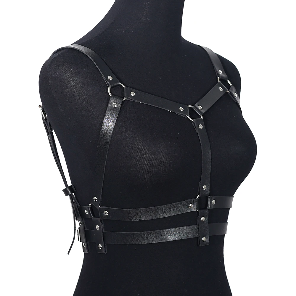 Women Goth Harness Pu Leather Studded Decor Harness Adjustable Harness Belt Gothic Harness Lingerie Bondage lingerie