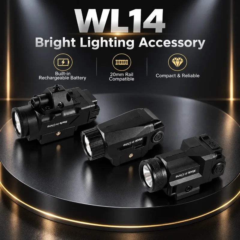 WL14 Hobby Under Rail Flashlight, High Lumen Built-in Rechargeable Battery Model Light for 20mm Standard Rail