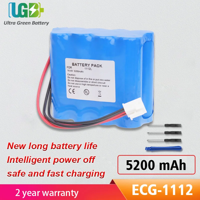 UGB بطارية ECG-1112 جديدة ل carewell ECG-1112 ECG-1112G بطارية ليثيوم قابلة للشحن 5200mAh 14.4V