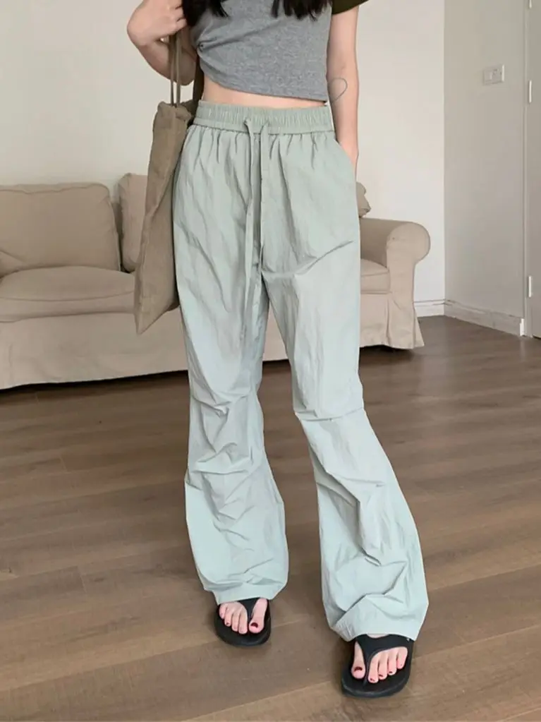 

Alien Kitty Minimalist Pants Women Wide Leg Streetwear Summer Chic Dance Office Lady 2023 Slim All Match Casual High Waist